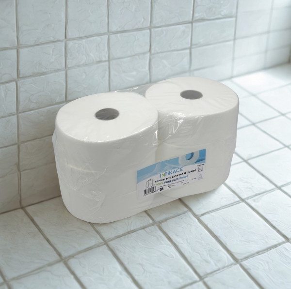PAPIER TOILETTE GEANT «&nbsp;MAXI JUMBO&nbsp;» 2 Plis BOBINE l.9 CM x D.25 CM x 230 M (6 U)