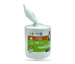 ESSUYAGE BLANC 500 FEUILLES MICROGAUFFRAGE EMBALLAGE UNITAIRE ET ANSE (6 U)