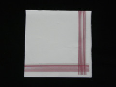 SERVIETTE GAUFREE BLANCHE A LISERE BORDEAUX 1/4 40X40 CM (200 U)