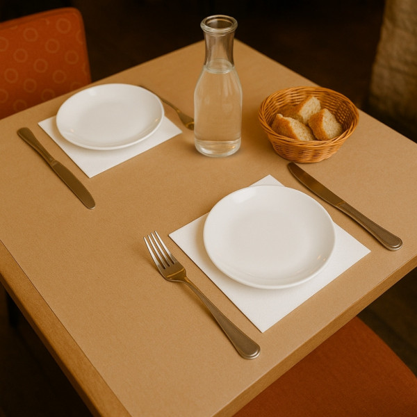 NAPPE KRAFT BRUN EN FEUILLE 60X60 CM NON GAUFREE (500 U)