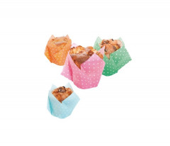 CAISSETTE RONDE TULIPCUP Ø5XH.8 CM (COULEURS MELANGEES/POIS BLANC) (200 U)