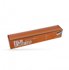 FILM ETIRABLE ALIMENTAIRE 45CM X 300M BOITE DISTRIBUTRICE AVEC LAME 7,5 µ (1 U)