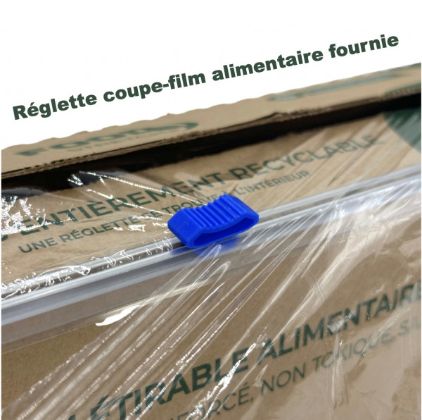 FILM ETIRABLE ALIMENTAIRE SANS PVC 30CM X 300M BOITE DISTRI.+ZIP 9µ (1 U)