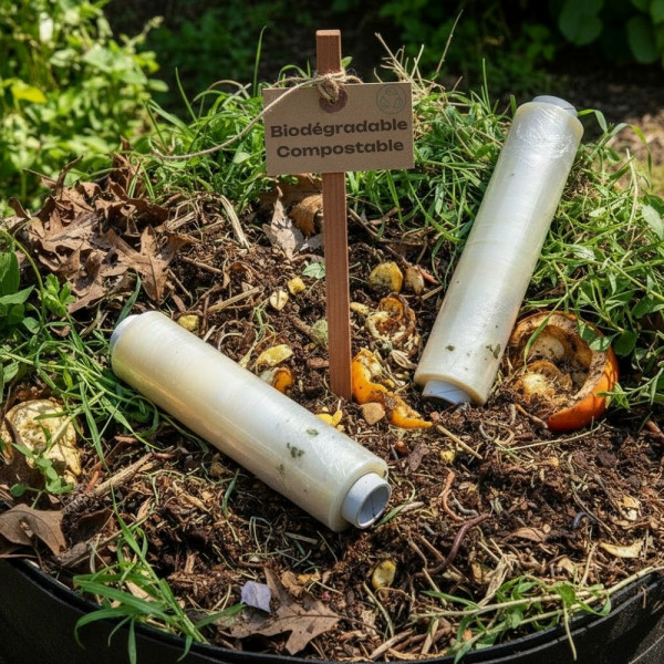 RECHARGE FILM ETIRABLE ALIMENTAIRE BIOCOMPOSTABLE SANS PVC 30 CMX200 M 10µ (4 U)