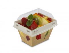 BARQUETTE LUXIFOOD CARTON BRUN AVEC COUVERCLE RPET 250 GRS 121X100X60 MM (40 U)