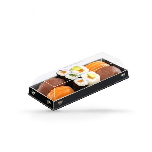 COUVERCLE RPET BARQUETTE LUXIFOOD 230ML 19X8X4 CM (100 U)