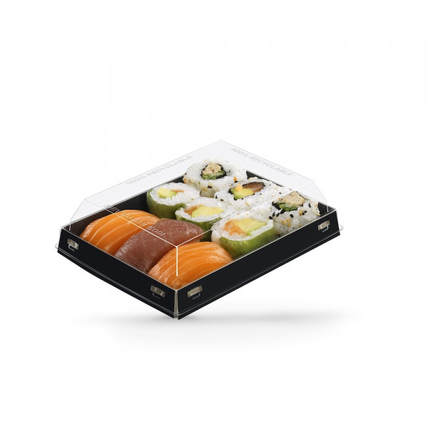 COUVERCLE RPET BARQUETTE LUXIFOOD 260ML 14.5X11X4 CM (100 U)