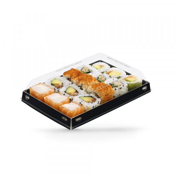 COUVERCLE RPET BARQUETTE LUXIFOOD 365 ML 18X12.5X4 CM (100 U)