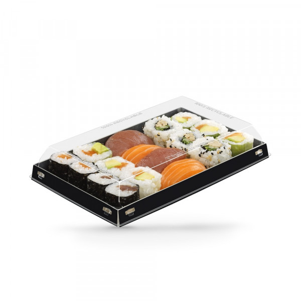 COUVERCLE RPET BARQUETTE LUXIFOOD 450 ML 21X12.5X4 CM (100 U)