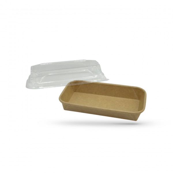 BARQUETTE SUSHIS KRAFT RECTANGULAIRE 240ML 16x9.1x2.5CM ET COUVERCLE PET (50U)
