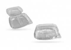 BARQUETTE GATEAU PLAST. TRANSP. 2 COMPARTIMENTS+COUV A CLIPS 16X11X6 CM (240 U)