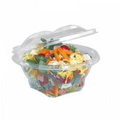 BOL SALADE TRANSPARENT 250 GRS SEKIPACK D.120XH.68 MM COUVERCLE ATTENANT (60 U)