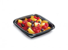 BARQUETTE NOIRE CRUDIPACK+COUVERCLE TRANSPARENT 370 GRS 16X16X4.5 CM (80 U)