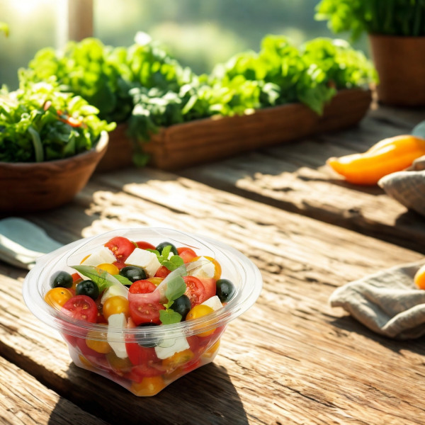 BOL SALADE TRANSPARENT 370 ML D.13.6XH.7.7 CM COUVERCLE ATTENANT(50 U)