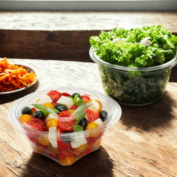 BOL SALADE TRANSPARENT 500 ML D.15.6XH.8.4 CM COUVERCLE ATTENANT(50 U)