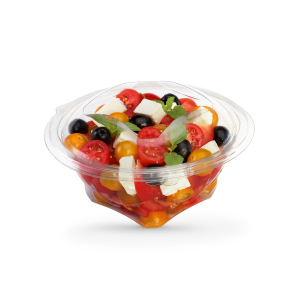 BOL SALADE TRANSPARENT 750 ML D.17.5XH.9.5 CM COUVERCLE ATTENANT(50 U)
