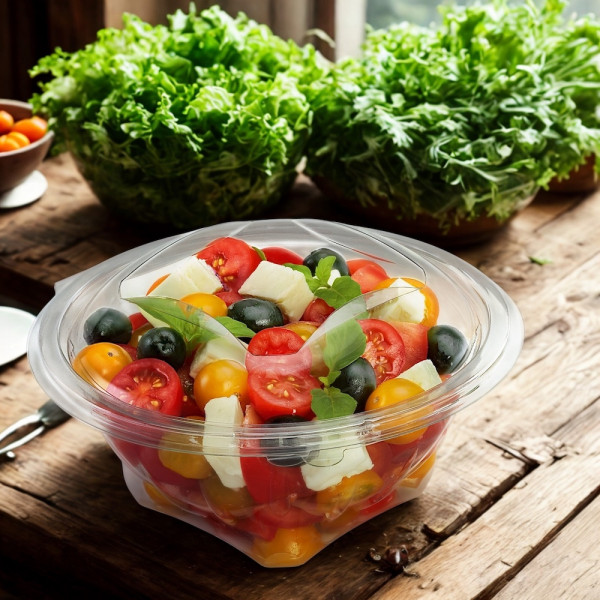 BOL SALADE TRANSPARENT 1000 ML D.186XH.102 MM COUVERCLE ATTENANT(50 U)