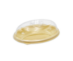 ASSIETTE IVOIRE OVALE + COUVERCLE TRANSPARENT RPET 13X87X22 CM (100 U)