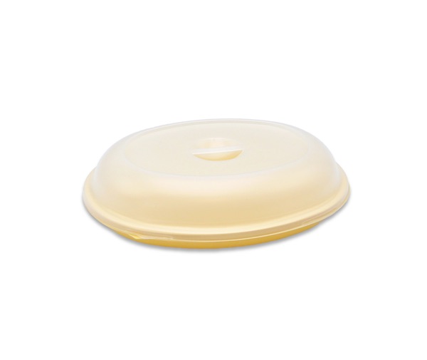 ASSIETTE IVOIRE OVALE + COUVERCLE OPAQUE RPET 20X16X2.3 CM (100 U)