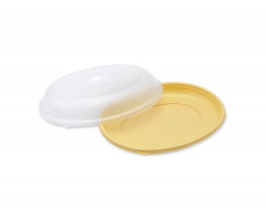 ASSIETTE IVOIRE OVALE AVEC COUVERCLE OPAQUE RPET 20X16X2.3 CM (100 U)