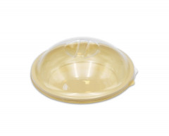 ASSIETTE IVOIRE RONDE + COUVERCLE TRANSPARENT RPET Ø 13.5xH.2 CM (100 U)