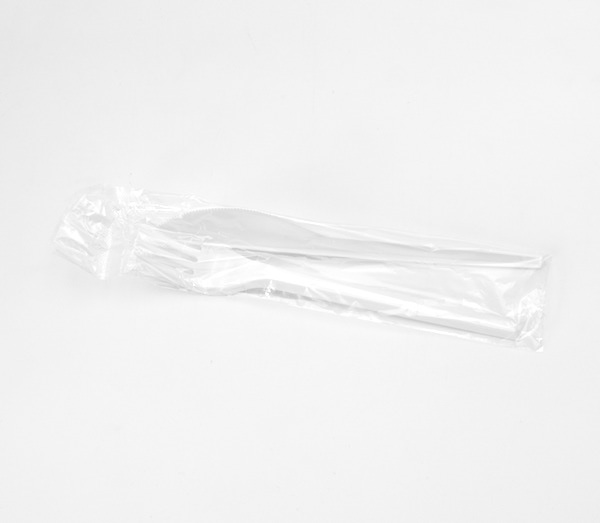 KIT COUVERT BLANC 2/1 FOURCHETTE/COUTEAU 16.5 CM REUTILISABLE (500U)