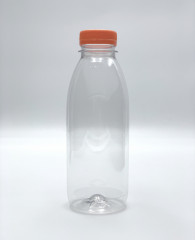 BOUTEILLE TRANSPARENTE AVEC BOUCHON ORANGE 50 CL D.68XH.190 MM (145 U)