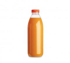 BOUTEILLE TRANSPARENTE AVEC BOUCHON ORANGE 1 L D.83XH.245 MM (74 U)