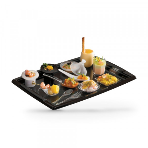 PLAT DE PRESENTATION NOIR REUTILISABLE 45X30.5X1 CM -5°/+80°C (5 U)