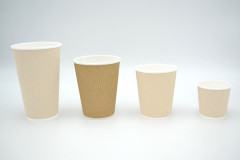 GOBELET CARTON BRUN ONDULE 12 OZ-360 ML BOISSON CHAUDE (COUVERCLE=C4B160C)(25 U)