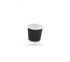 GOBELET CARTON ONDULE NOIR INTER. BLANC 4OZ-120ML 62X45X59MM (COUV=C4B164)(50 U)