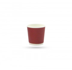 GOBELET CARTON ONDULE BORDEAUX INT.BLANC 4OZ-120ML 62X45X59MM (COUV=C4B164)(50U)