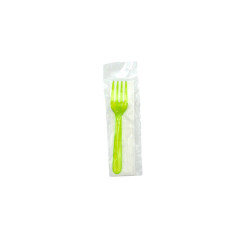 KIT COUVERT 2/1 MINI FOURCHETTE REUTILISABLE 12.5 CM+SERVIETTE 2 PLIS(500 U)