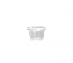 POT TRANSPARENT 1 OZ/2.96 CL EN PET SPECIAL FROID AVEC COUVERCLE (100 U)