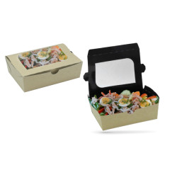 BOITE SNACKING AVEC FENETRE CARTON BRUN 1000 CC 18X13X5.5 CM (25 U)