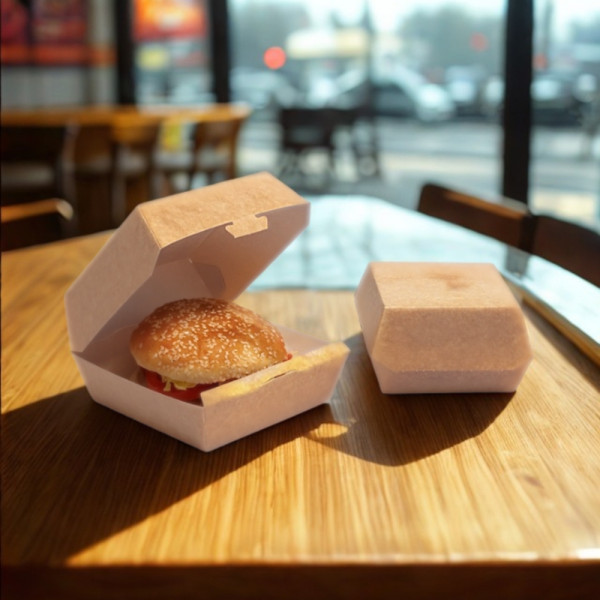 BOITE BURGER MOYENNE GAMME KRAFT BRUN 12.5X13.5X8.5 CM (50 U)