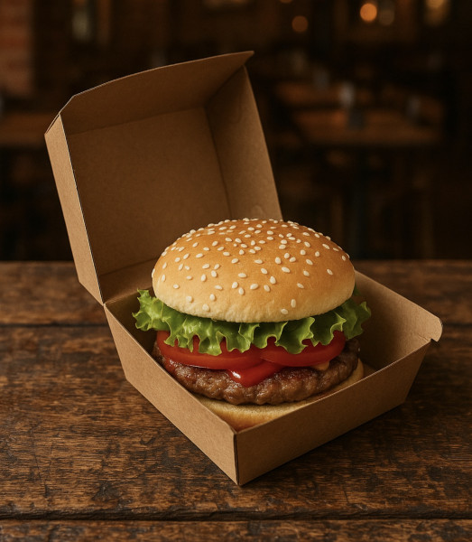 BOITE BURGER MOYENNE GAMME KRAFT BRUN 12.5X13.5X8.5 CM (50 U)