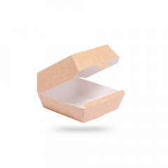 BOITE BURGER MOYENNE GAMME KRAFT BRUN INTERIEUR BLANC 12X12X8 CM (25 U)