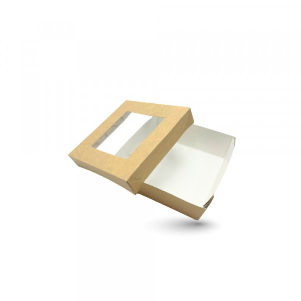 BOITE SALADE SNACKING CARTON A FENETRE 14.5X14.5X6 CM (50 U)