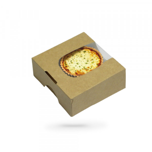 BOITE SNACKING CARTON BRUN AVEC FENETRE 10X10X4 CM (50 U)