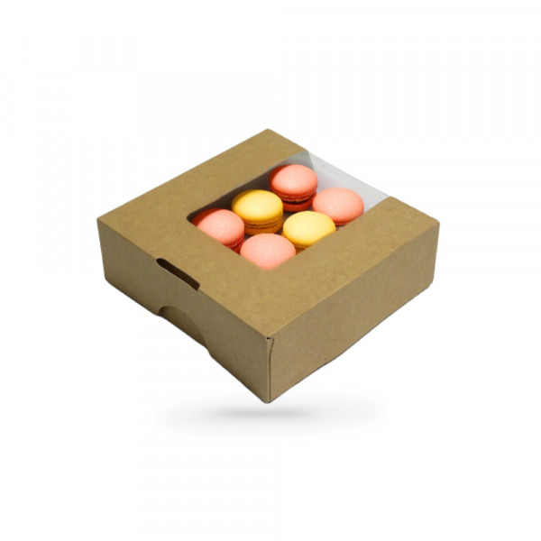 BOITE SNACKING CARTON BRUN AVEC FENETRE 12X12X4 CM (50 U)