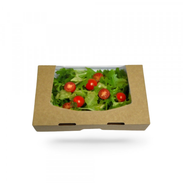 BOITE SNACKING CARTON BRUN AVEC FENETRE 20X12X4 CM (50 U)