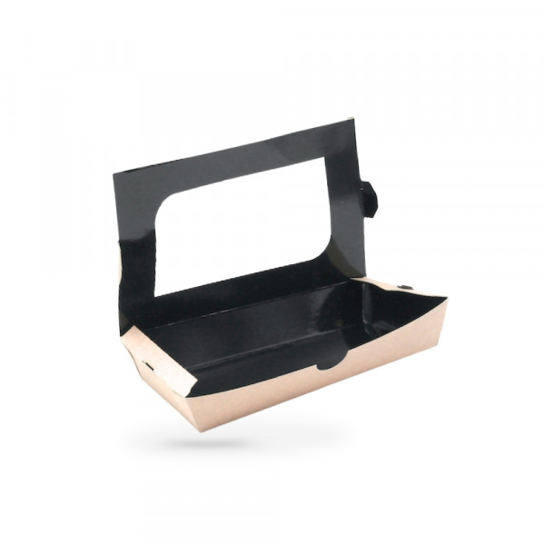 BOITE SNACKING AVEC FENETRE CARTON BRUN 730 CC 19X11X3.5 CM (25 U)