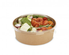 BOL SALADE GAMME KRAFT BRUN 1300 ML AVEC COUVERCLE Ø180/160xH67 MM CM (50 U)
