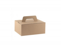BOITE REPAS AVEC POIGNEE GAMME KRAFT BRUN 255X200X110 MM (50 U)