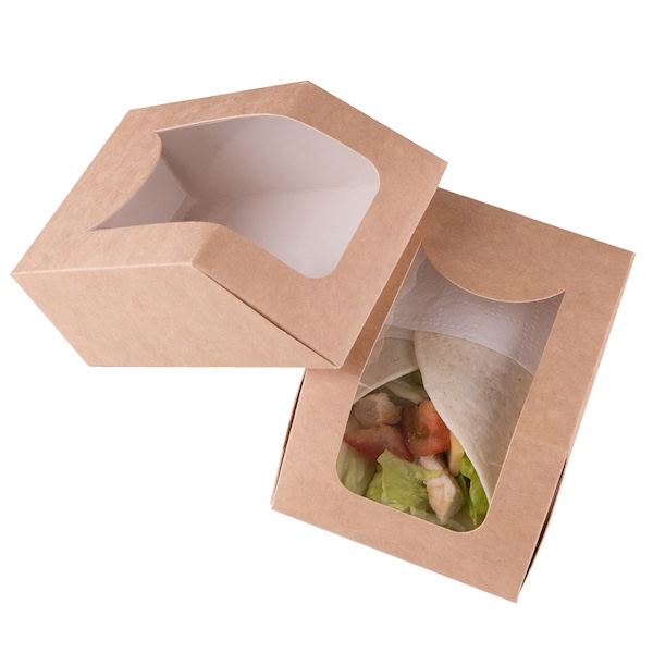 BOITE WRAP AVEC FENETRE GAMME KRAFT BRUN 90X51X120MM (25 U)