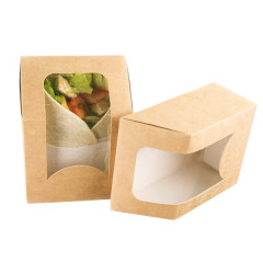 BOITE WRAP AVEC FENETRE GAMME KRAFT BRUN 90X51X120MM (25 U)