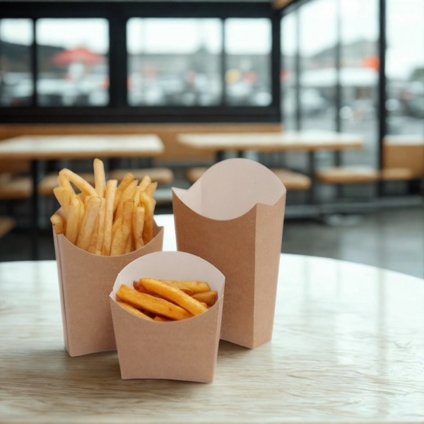 ETUI A FRITES MOYENNE GAMME KRAFT BRUN 8.2X3.3X12.5 CM (25 U)