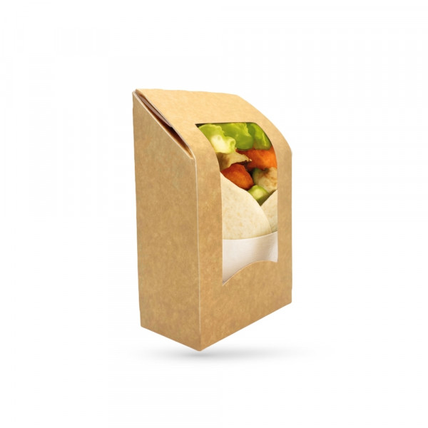 BOITE WRAP AVEC FENETRE GAMME KRAFT BRUN 9.5X5.3X15 CM (50 U)