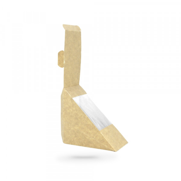 BOITE SANDWICH AVEC FENETRE GAMME KRAFT BRUN 12.3X12.3X7.3 CM (50 U)
